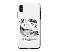 Michigan Lighthouse Waves Scène The Great Lakes State Nature Coque pour iPhone XS Max