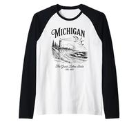 Michigan Lighthouse Waves Scène The Great Lakes State Nature Manche Raglan