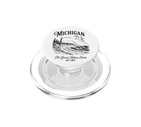 Michigan Lighthouse Waves Scène The Great Lakes State Nature PopSockets PopGrip pour MagSafe