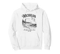 Michigan Lighthouse Waves Scène The Great Lakes State Nature Sweat à Capuche