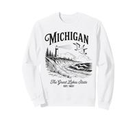 Michigan Lighthouse Waves Scène The Great Lakes State Nature Sweatshirt