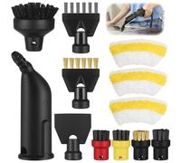 MICHIHOMIE Lot de 12 brosses rondes et embout buccal pour nettoyeur vapeur Kärcher SC1 SC2 SC3 SC4 SC5, buse étendue noire, grande brosse ronde de rechange