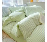 Michorinee Housse de Couette 240x260 Vert Sauge Blanc Vichy à Carreaux Moderne Parure de lit Adulte 2 Personnes Microfibre Sets de Housses de Couettes avec Fermeture Éclair et 2 Taies d'oreiller 65x65