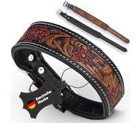 MICHUR Flora Collier pour Chien Collier en Cuir Collier pour Chien Noir Rouge Marron Cuir avec Motif Floral Rouge Disponible en différentes Tailles