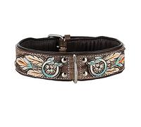 MICHUR Halona Collier en Cuir pour Chien Cuir poinçonné à la Main Noir Indien Marron en différentes Tailles