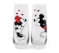 Mickey and Minnie Kiss Hearts Stemless Fluted Glassware Exclusive | Set of 2