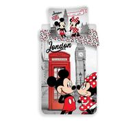 Mickey et Minnie London - Parure de Lit Enfant - Housse de Couette 140 x 200 cm