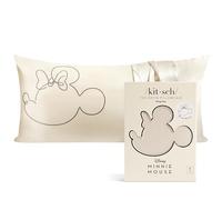 Mickey/Minnie x Kitsch Taie d'oreiller en satin plus douce que la soie, rafraîchissant, fermeture Éclair, King Size, (Mrs Mouse)