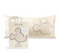 Mickey/Minnie x Kitsch Taie d'oreiller en satin plus doux que la soie | Taies d'oreiller en satin fermeture Éclair | Taie d'oreiller en satin | Taies d'oreiller King Size (Mr. Mouse)