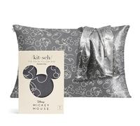 Mickey/Minnie x Kitsch Taie d'oreiller en satin rafraîchissant plus doux que la soie, avec fermeture Éclair, protège les cheveux et la peau | Taies d'oreiller standard (Minnie-Malist, 1 paquet)