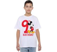 Mickey Mouse 9th Birthday Unisex Kids T Shirt, Gris foncé, M Hommes