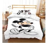 Mickey Mouse avec housse de couette, Housse de couette avec deux taies d'oreiller, 100% microfibre, super douce 240x260cm [1081]