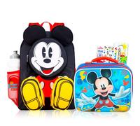 Mickey Mouse Disney Ensemble sac à dos et boîte à déjeuner pour enfants - Sac à dos Mickey de 40,6 cm avec 3 poches zippées, sac à déjeuner Mickey Tatouages et plus encore Sac à dos pour l'école