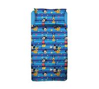 Mickey Mouse, Drap de lit carré et demie, Drap Plat, Drap Plat, taie d'oreiller, Bleu, Disney, 100% Coton, Produit Officiel