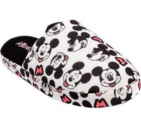 Mickey Mouse - Pantoufles pour femmes, logo imprimé sur toute la surface NS6763 (35,5 EU-37 EU) (Blanc/Noir/Rose)