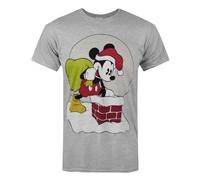 Mickey Mouse - T-shirt pour homme - design de Noël NS5485 (S) (Gris)
