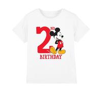 Mickey Mouse 2nd Birthday Unisex Kids T Shirt, Blanc, 3-4 Ans Garçon