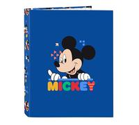 Mickey Mouse Today Classeur avec feuilles 4 anneaux, idéal pour enfants de différents âges, confortable et polyvalent, qualité et résistance, 26,5 x 33 cm