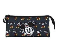 Disney - Trousse triple Mickey Mouse Looks Ripstop Noir 23 x 11 cm