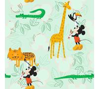 Mickey Mouse Vert Pastel Rouleau Papier Peint 0.53 x 10 M Jungle Animaux Disney