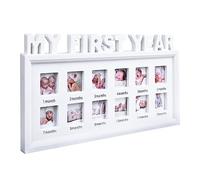MICKYU Cadres photo My First Year pour nouveau-né, cadeaux de fête prénatale personnalisés pour nouvelle maman (blanc)