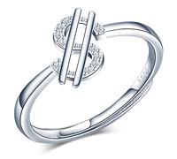 MicLee Bague en argent 925 pour femmes et filles, Bagues de Mariage, Bague créative en forme de dollar, orné zircon, Bague de fiançailles, Anneau ouvert, Taille de l'anneau réglable