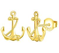 MicLee Boucles d'oreilles femme fille, boucle d'oreille en argent 925, boucle d'oreille ancre de navire, boucle d'oreille ancre créative, bijoux élégants femme homme,or