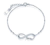 MicLee Bracelet de femme fille en Argent 925, bracelet créatif de symbole infini et alphabet Sisters, Zircon incrusté, Cadeau d'anniversaire, de Saint-Valentin et de Noël