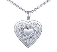 MicLee Collier Femme Fille, Pendentif Photo Coeur, en Acier Inoxydable, Cadeau commémoratif pour Fête des mères, Saint-Valentin, Anniversaire et Noël