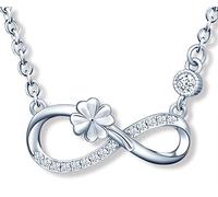 MicLee Collier pendentif de femme fille, collier en argent 925, collier trèfle et symbole d'infini, pendentif collier fleur, zircon incrusté, argent