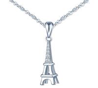 MicLee Collier pendentif de femme fille, collier en argent 925, Pendentif Tour Eiffel, Collier Tour de Paris romantique, incrusté des zircons, argent