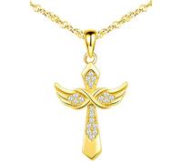 MicLee Collier pendentif femme fille, collier en argent 925, collier croix et symbole d'infini élégant, zircon incrusté, pendentif croix personnalisé, or