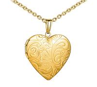 MicLee Collier Photo Femme Fille, Pendentif Coeur en Acier Inoxydable, Or, Cadeau commémoratif pour Fête des mères, Saint-Valentin, Anniversaire et Noël