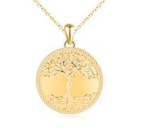 MicLee Collier Photo Médaillon en Argent 925 Femme Fille Pendentif Locket Arbre de Vie Breloque Ouvrable Ronde Or Collier Amulette Mémorial Bijoux Elégant