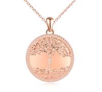 MicLee Collier Photo Médaillon en Argent 925 Femme Fille Pendentif Locket Arbre de Vie Breloque Ouvrable Ronde Or Rose Collier Amulette Mémorial Bijoux Elégant