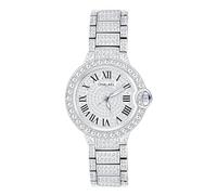 MicLee Montres Analogique à Quartz Femme Fille Elégante Montres à Cadran Rond orné Zircons Brillants Montre à Chiffres Romains Etanche avec Bracelet en Alliage