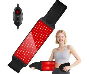 Micmetago Ceinture lumière rouge tendance, ceinture LED chauffante pour dos et ventre, sessions rapides à la maison, idéale pour routines bien-être TikTok, télétravail et récupération après sport