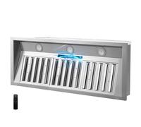 Micmi Grille d'aération intégrée de 121,9 cm, double moteur en acier inoxydable, détection gestuelle et contrôle tactile, conduit, filtres à déflecteur, ventilateur d'échappement à 4 vitesses