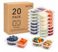 MICNOI Lot de 20 boîtes à goûter pour enfants, conteneurs à condiments jetables à 2 compartiments avec couvercles, mini boîte à sauce « On the Go » pour adultes
