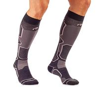 MICO CHAUSSETTES de SKI Medium, 100% Fabriquée en Italie, en Laine + Fibre LYCRA, Haute Performance, Ultra-Légere, Unisexe, pour Homme et Femme, Sportive, en Couleur Grise/Noire