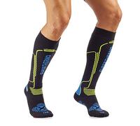 MICO CHAUSSETTES de SKI SUPERTHERMO en Primaloft Avec Laine Merinos + Lycra, 100% Fabriquée en Italie, Epaisse Avec Pouvoir Isolant, Unisexe pour Homme et Femme, Sportive (XL (44-46), NOIR/VIGORSOL)