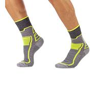 MICO CHAUSSETTES DE TREKKING Courte, Medium, en Micotex + Fibre LYCRA, 100% Fabriquée en Italie, Natural Merinos, Ultra-Légere, Unisexe, pour Homme et Femme, Sportive (41-43, Anthracite/Jaune Fluo)