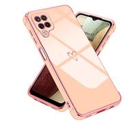 Micoden Coque Compatible avec Samsung Galaxy A12/M12 Coque Silicone Galvanisé Or avec Motif de Amour-Coeur Mignon Etui Housse de Protection Antichoc Intégrale pour Samsung Galaxy A12/M12(Rose)