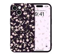 Micoden Coque Magnétique pour iPhone 15 avec Motif Fleur Florale Compatible avec Recharge sans Fil Étui de Protection Antichoc en Gel de Silicone Anti-Rayures pour iPhone 15,Violet 2