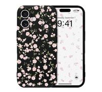 Micoden Coque Magnétique pour iPhone 16 avec Motif Fleur Florale Compatible avec Recharge sans Fil Étui de Protection Antichoc en Gel de Silicone Anti-Rayures pour iPhone 16,Noir