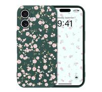 Micoden Coque Magnétique pour iPhone 16 avec Motif Fleur Florale Compatible avec Recharge sans Fil Étui de Protection Antichoc en Gel de Silicone Anti-Rayures pour iPhone 16,Vert