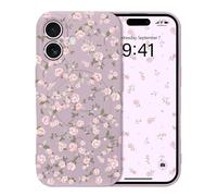 Micoden Coque Magnétique pour iPhone 16 avec Motif Fleur Florale Compatible avec Recharge sans Fil Étui de Protection Antichoc en Gel de Silicone Anti-Rayures pour iPhone 16,Violet 1
