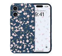 Micoden Coque Magnétique pour iPhone 16 Plus avec Motif Fleur Florale Compatible avec Recharge sans Fil Étui de Protection Antichoc en Gel de Silicone Anti-Rayures pour iPhone 16 Plus,Bleu