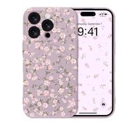 Micoden Coque Magnétique pour iPhone 16 Pro avec Motif Fleur Florale Compatible avec Recharge sans Fil Étui de Protection Antichoc en Gel de Silicone Anti-Rayures pour iPhone 16 Pro,Violet 1