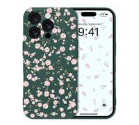 Micoden Coque Magnétique pour iPhone 16 Pro avec Motif Fleur Florale Compatible avec Recharge sans Fil Étui de Protection Antichoc en Gel de Silicone Anti-Rayures pour iPhone 16 Pro,Vert